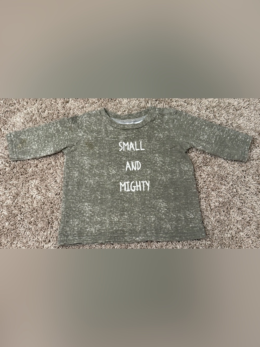 Mother’s Promise Small & Mighty Long Sleeve Graphic Tee 6-9M Olive Green